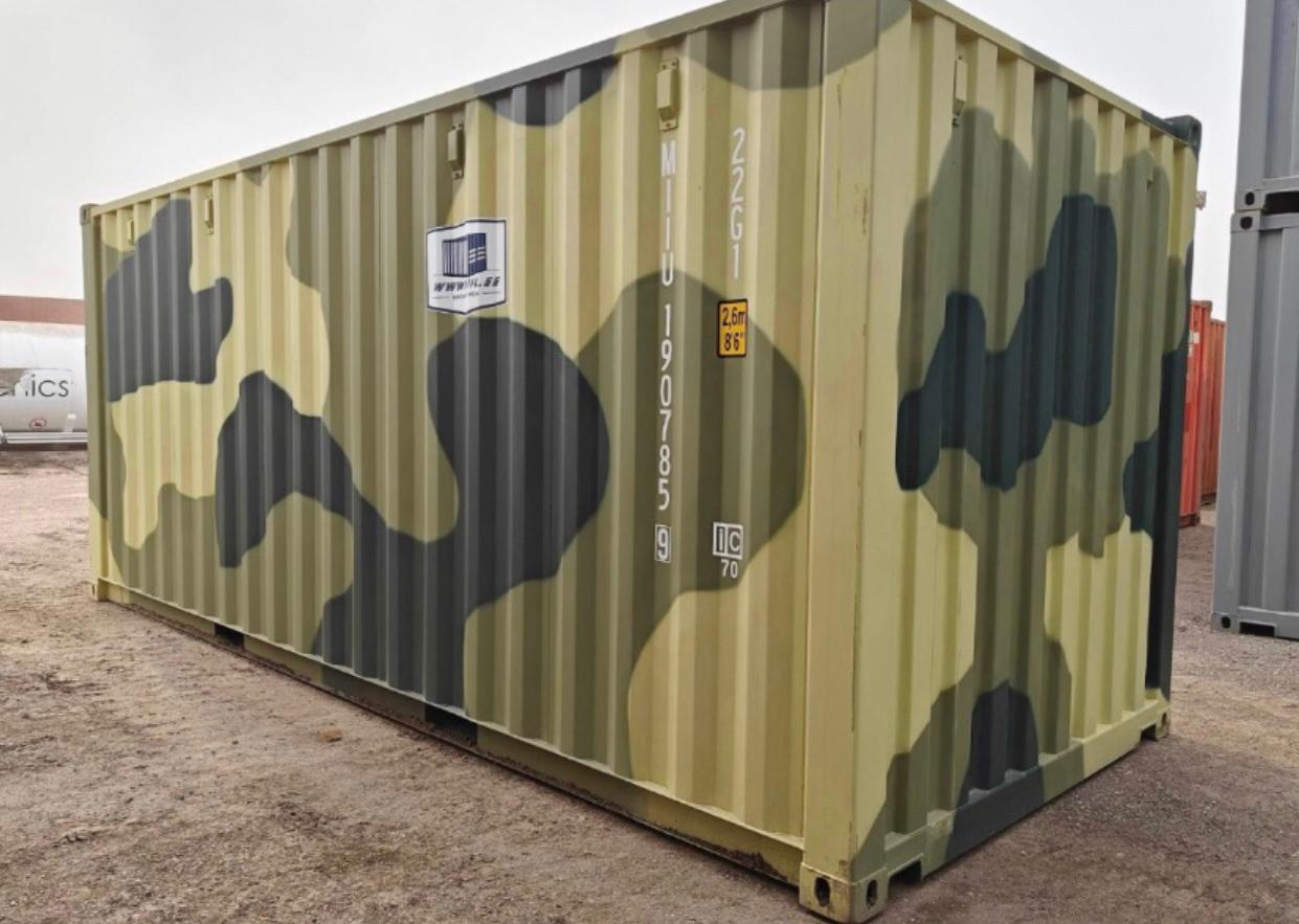 CONTENEDOR MARITIMO DE 20 PIES CAMUFLAJE